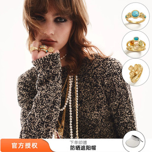 tokokkino 绿松石蝴蝶结花戒指多色镂空戒指M星店 26春夏新款