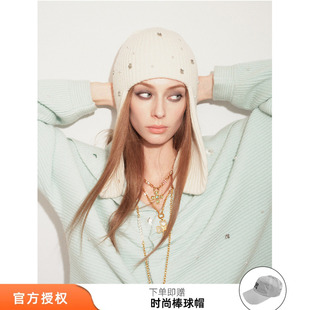 tokokkino 26春夏新款满天星两戴羊绒长护耳滑雪帽保暖帽子百搭