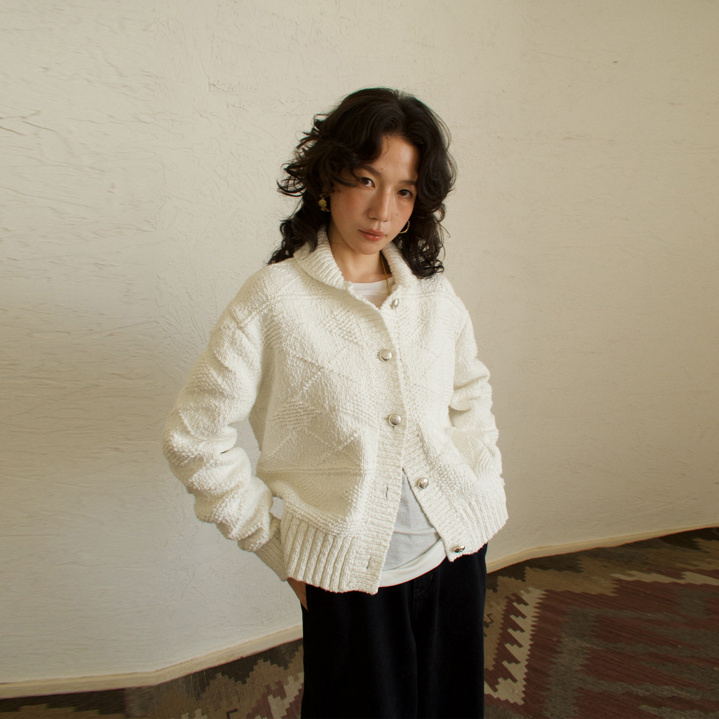 sesaar赛萨提花廓形针织重磅外套