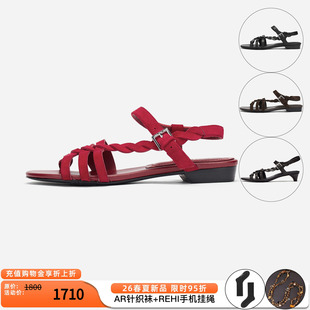 露趾编织纯色高跟凉鞋 cotemp 26春夏新款 斜编罗马凉鞋 休闲凉拖鞋