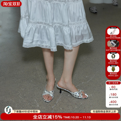 Maltelle波点蝴蝶结高跟凉鞋