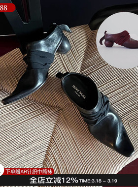 现货homework atelier 26新款球型木跟穆勒鞋尖头拖鞋高跟鞋百搭