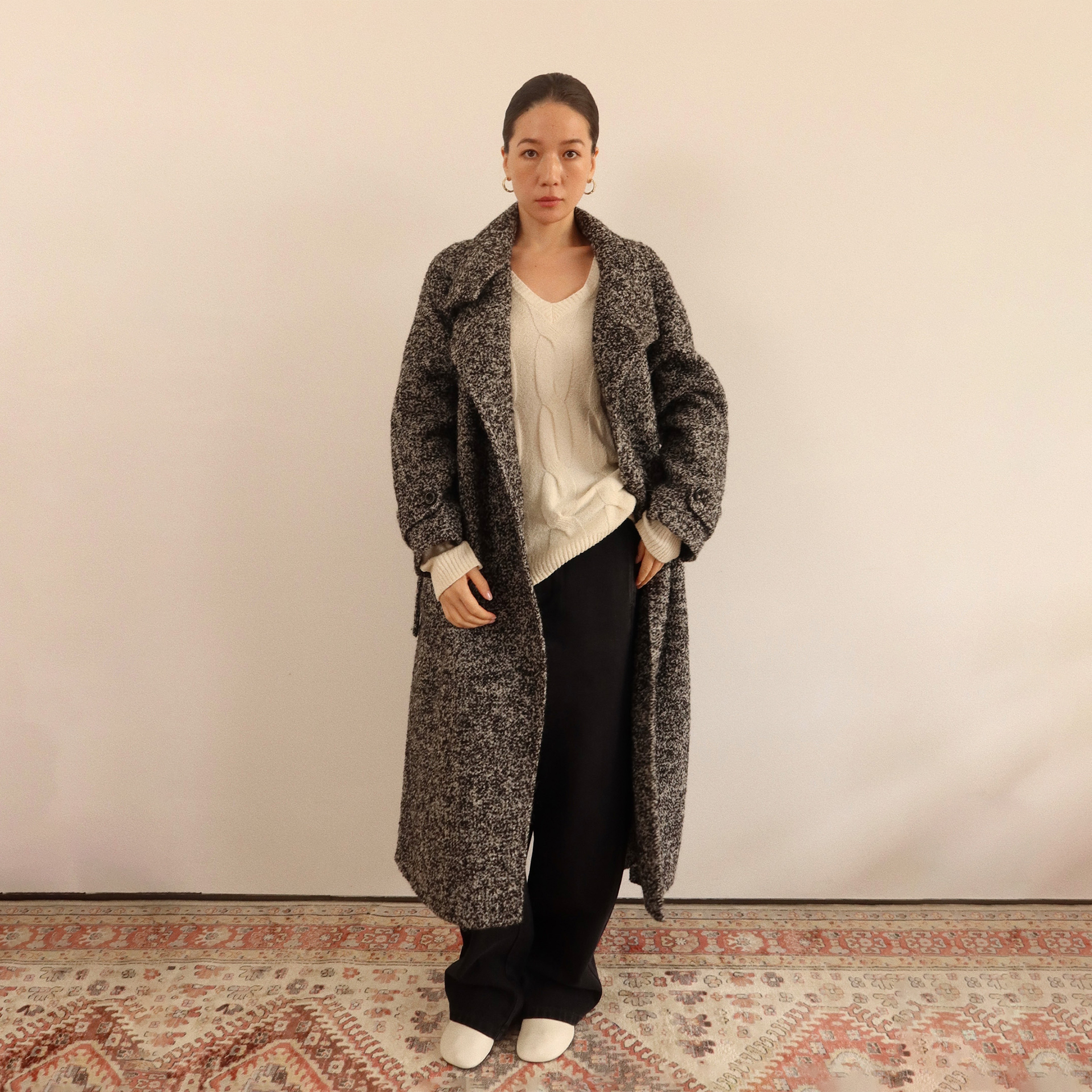 sesaar赛萨圈圈双面呢长大衣