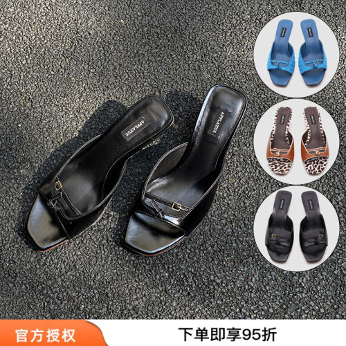 现货AFFLATUS3 2026新款Martini小猫跟凉鞋复古动物纹拖鞋女