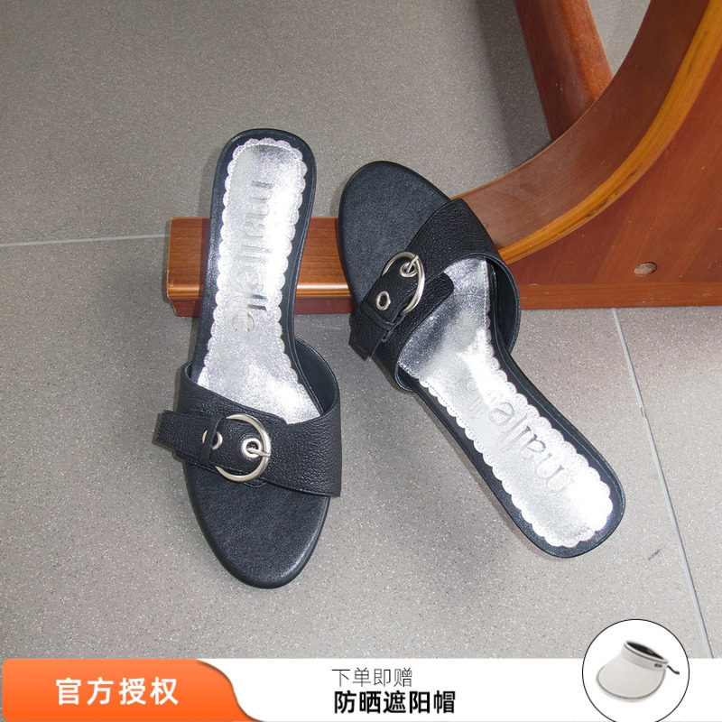 Maltelle一字带凉拖高跟鞋