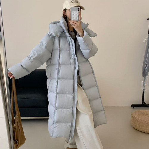 超好看泡芙90白鸭绒长款羽绒服女
