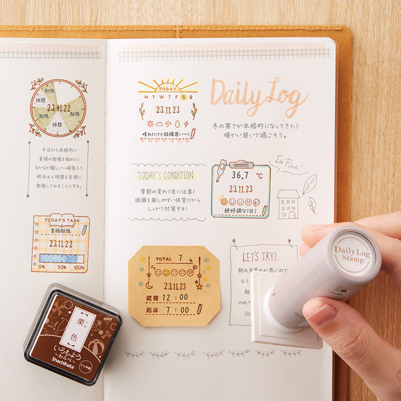日本旗牌Shachihata日期式万年历印章自由式手帐印章 包邮图片
