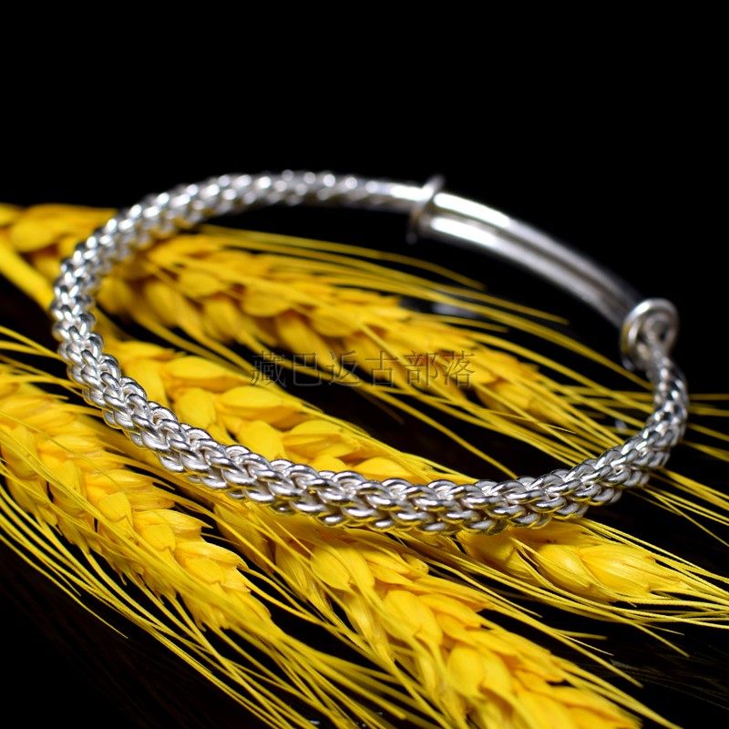 足银推拉镯古法手工编织纯银手镯扭丝麻绳韩版时尚潮饰女镯子银饰,饰品/流行首饰/时尚饰品新,银饰手镯,淘宝优惠券,粉丝福利购,淘宝优惠卷