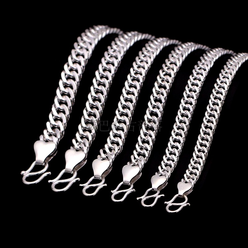 手工定制银手链扁平银链子