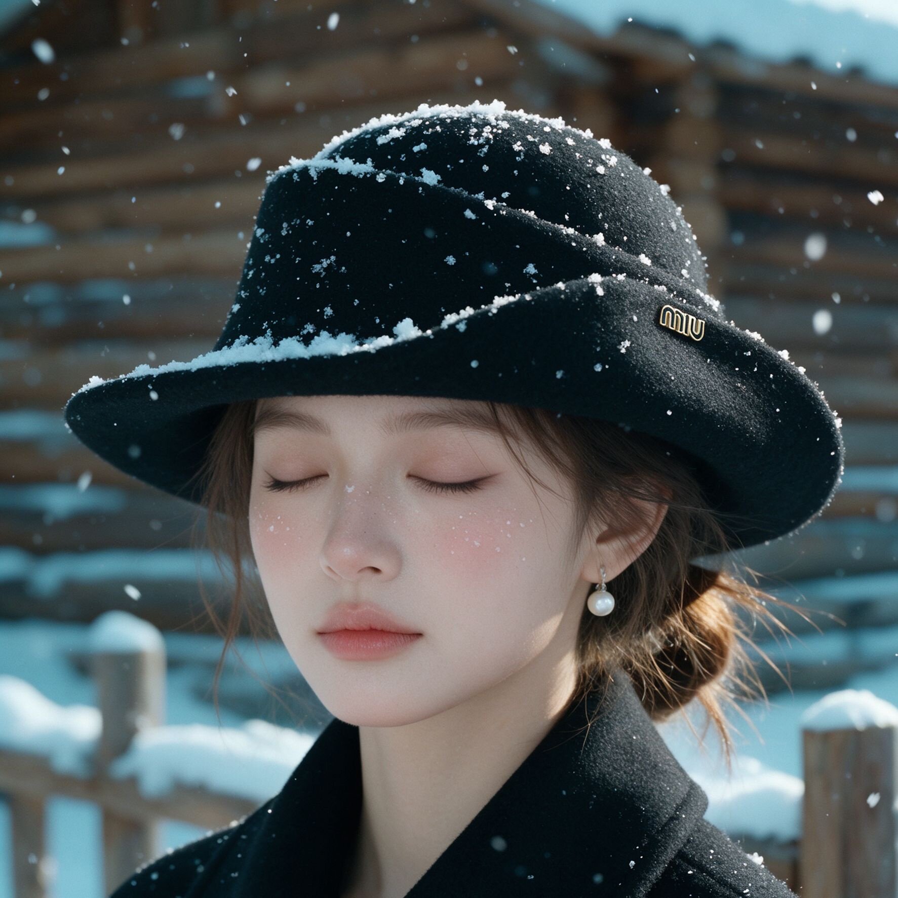赫本风黑色毛呢礼帽女秋冬复古名媛卷边帽百搭显脸小保暖呢子帽子
