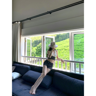 匿名来电 短裤 2025ss 深灰色西装 灰白拼色V领上衣 GYOKUU