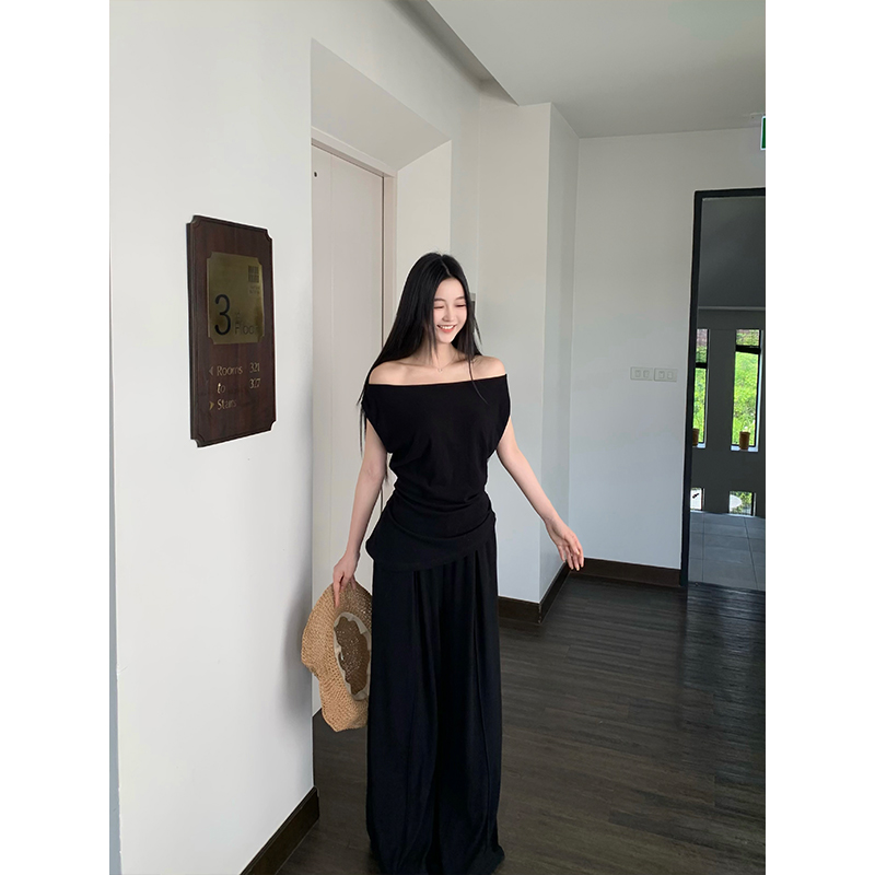 GYOKUU 2025ss 黑色弹力针织套装