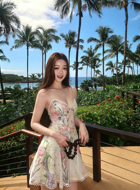 GYOKUU「hawaii」2026ss 粉紫色印花吊带连衣裙