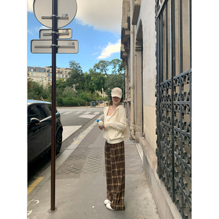 格纹毛呢面料直筒阔腿裤 2025aw 格纹定律 GYOKUU