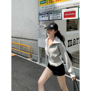 灰色空气层短款 2025aw 卫衣外套 舒适软fufu GYOKUU