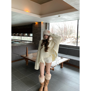 奶白色手工编织羊毛流苏款 2025aw 毛衣 氧气茶茶 GYOKUU