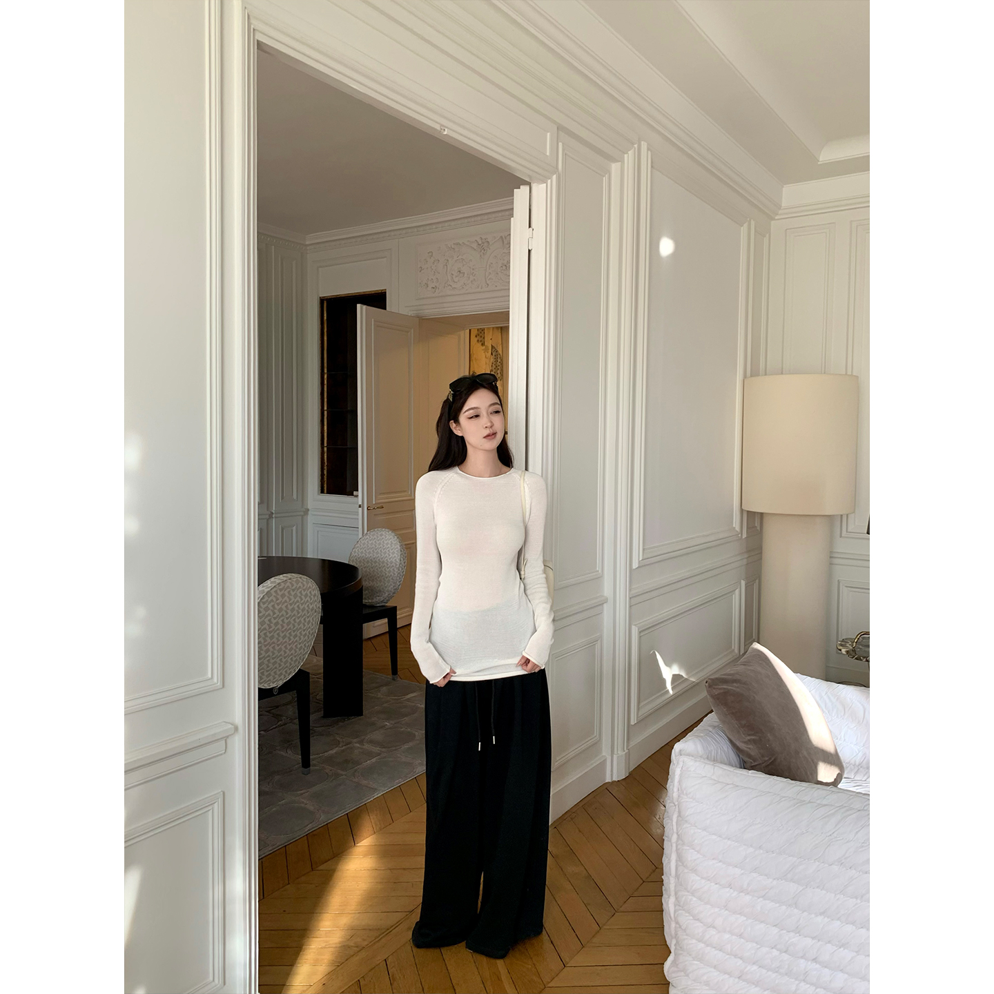 GYOKUU【云朵慕斯】2025aw 亚麻混纺长袖针织打底衫