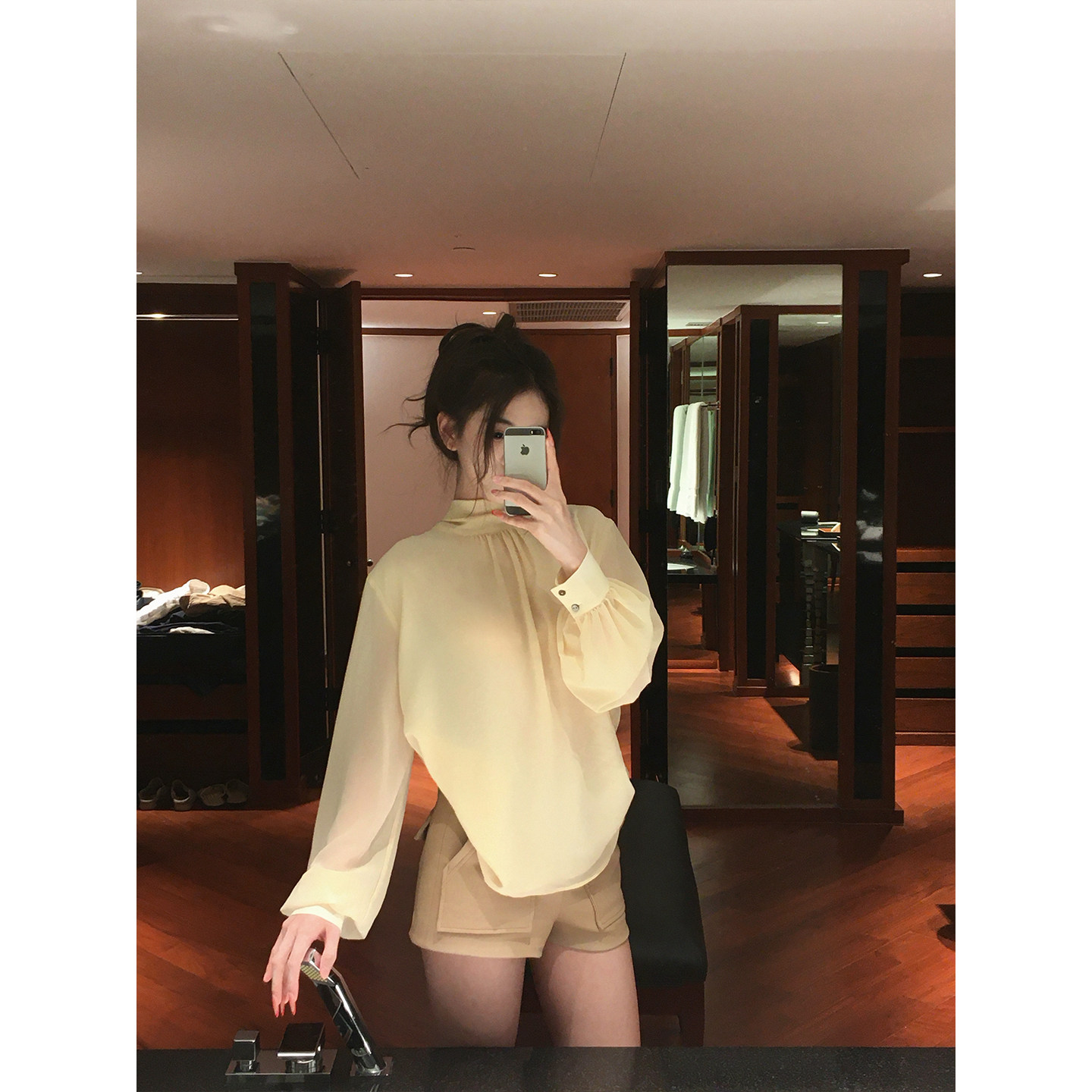 GYOKUU【富养千金】2026ss 杏色双层面料雪纺上衣