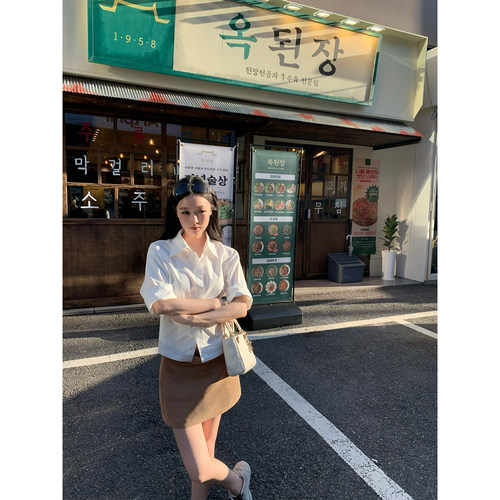 GYOKUU【Bella同款】卡其色腰带款百搭半身裙