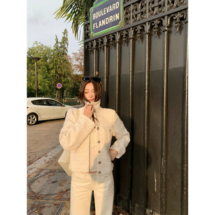 白杏色粗花呢加厚外套 2025aw GYOKUU 城市日记