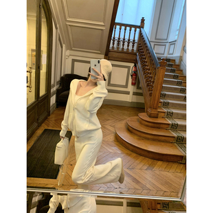 直筒针织裤 GYOKUU 奶白色连帽针织外套 2025aw 柔软时光