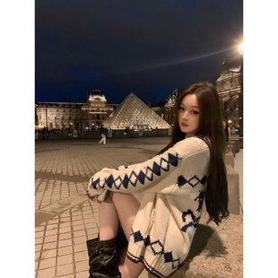 GYOKUU【小马毛衣】2026aw 奶白色宽松提花毛衣外套