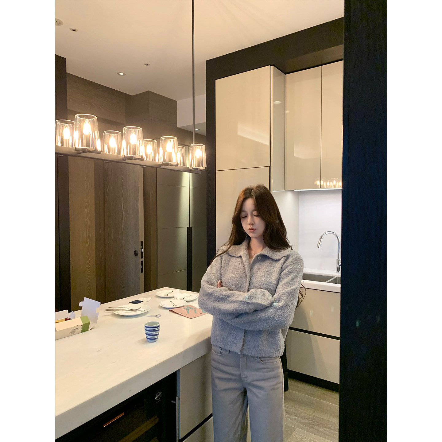 GYOKUU 【稚气baby蓝】2025aw 珊瑚绒针织外套