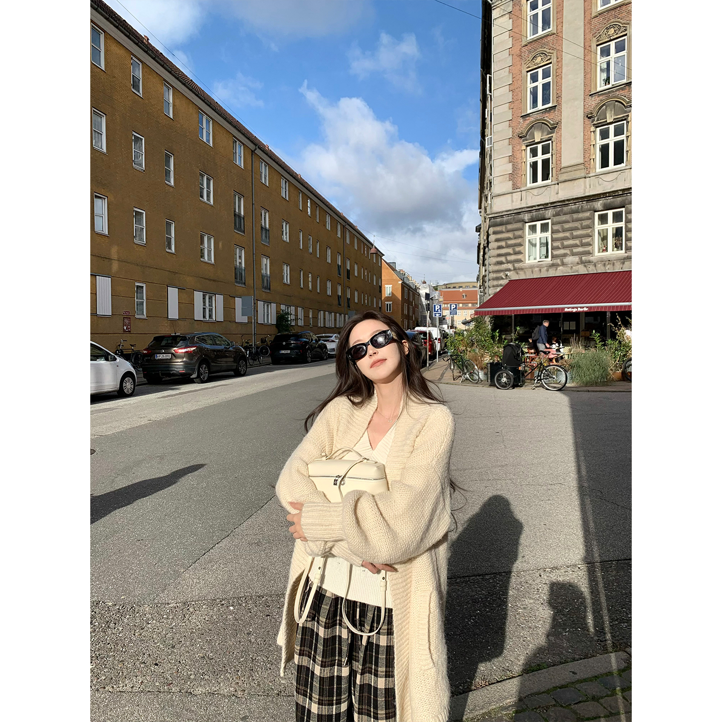 GYOKUU【温暖呼吸】2025aw 杏色长绒沙羊毛混纺中长款针织开衫