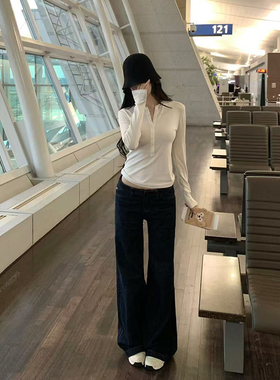 GYOKUU 深蓝色直筒牛仔长裤2026