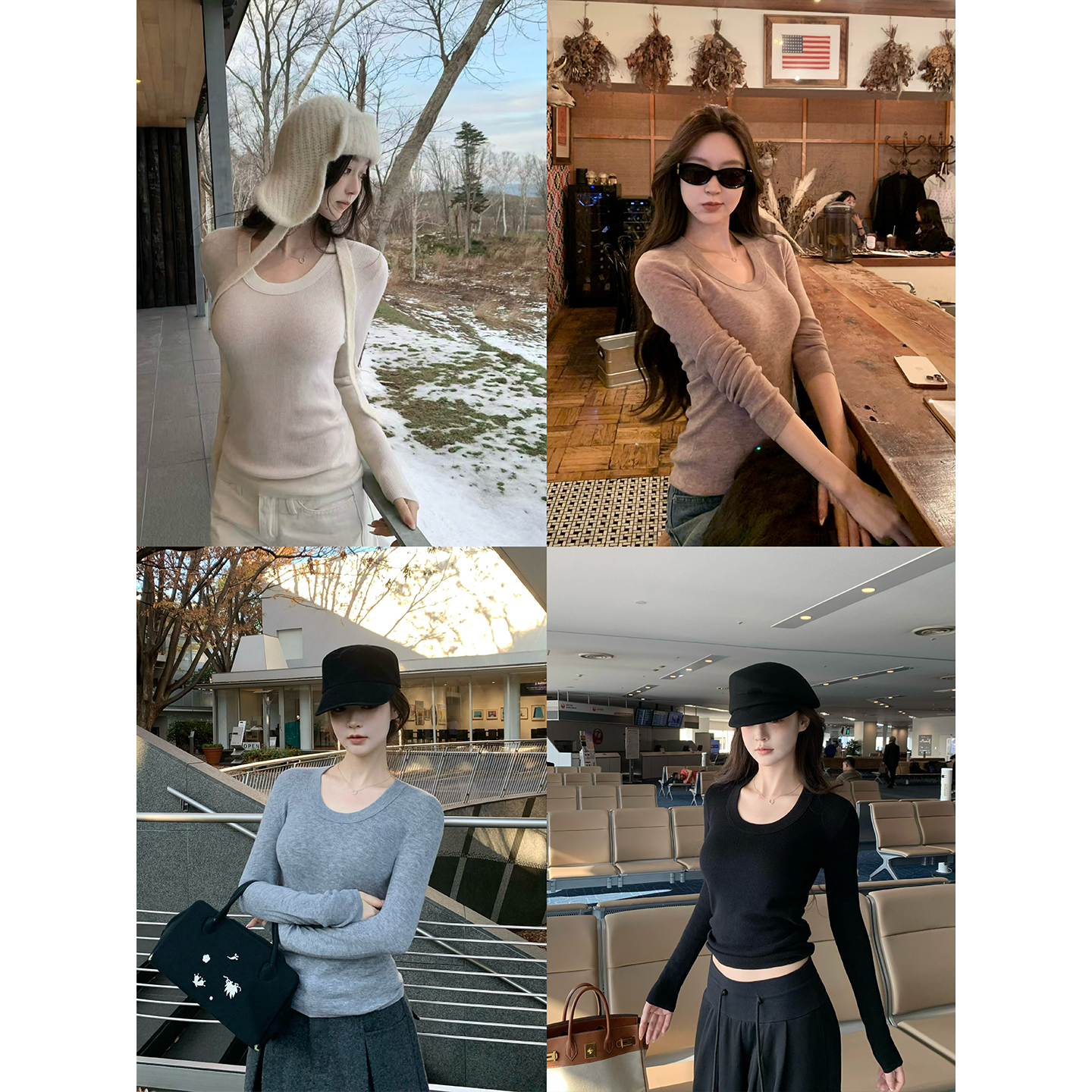 GYOKUU【发热纸片人】2025aw 100%绵羊毛小U领百搭款打底衫