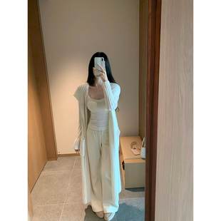 GYOKUU 【温柔姐感】奶白色长款连帽针织毛衣外套