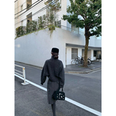 GYOKUU 优雅Lady 深灰色毛呢压褶半身裙