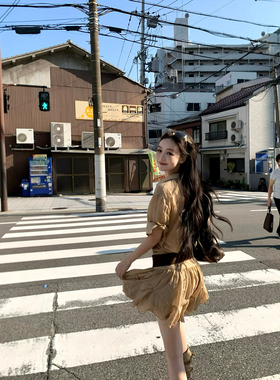 GYOKUU 【诺丁山假日】荷叶边半袖连衣裙（含腰带）