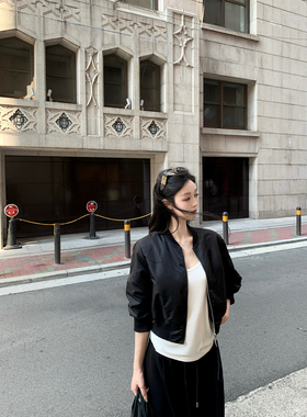 GYOKUU【曼哈顿夜】黑色7分袖短款绗棉外套