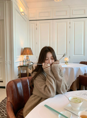 GYOKUU【绒兔可可】2026ss 山羊绒绵羊毛混纺拉毛V领毛衣