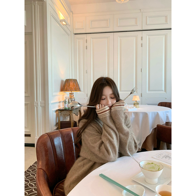 GYOKUU【绒兔可可】2026ss 山羊绒绵羊毛混纺拉毛V领毛衣