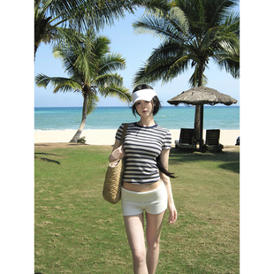 修身 GYOKUU 蓝白条纹短袖 2025ss T恤 氧气条纹