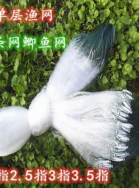 单层渔网粘网丝网捕鱼网3指4指5指1米1.5米鲫鱼网白条网沉网浮网
