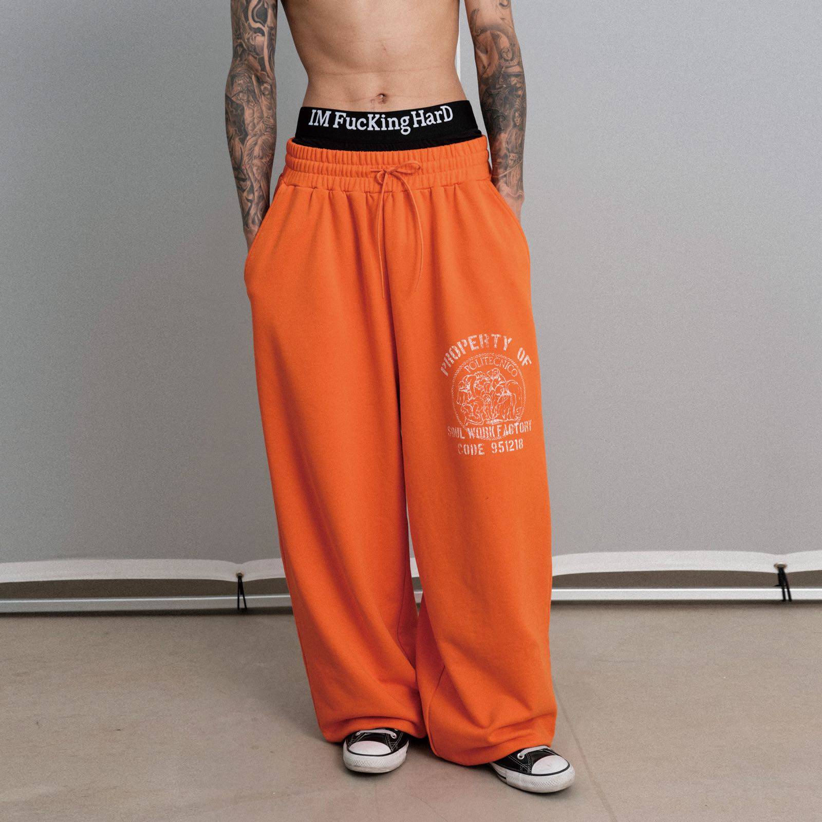 纯棉毛圈堆积垂感BAGGY卫裤