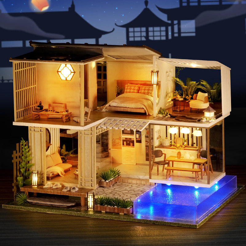 智趣屋手工diy小屋素雅恬静模型屋阁楼别墅房子制作大型女生礼物