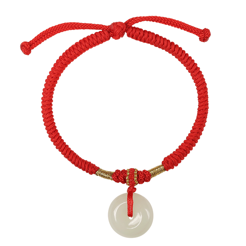女男和田玉红绳小平安扣手绳儿童