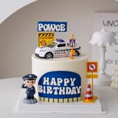 小小梦想男女站岗执法警察警车生日蛋糕装 扮 饰摆件儿童男孩烘焙装