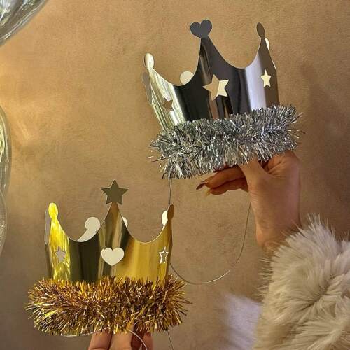 金色银色流苏皇冠生日帽