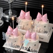 38妇女节女神节亚克力蛋糕装 扮摆件 饰插牌PU粉色蝴蝶结烘焙甜品装