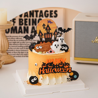 万圣节幽灵蛋糕装饰南瓜城堡骷髅
