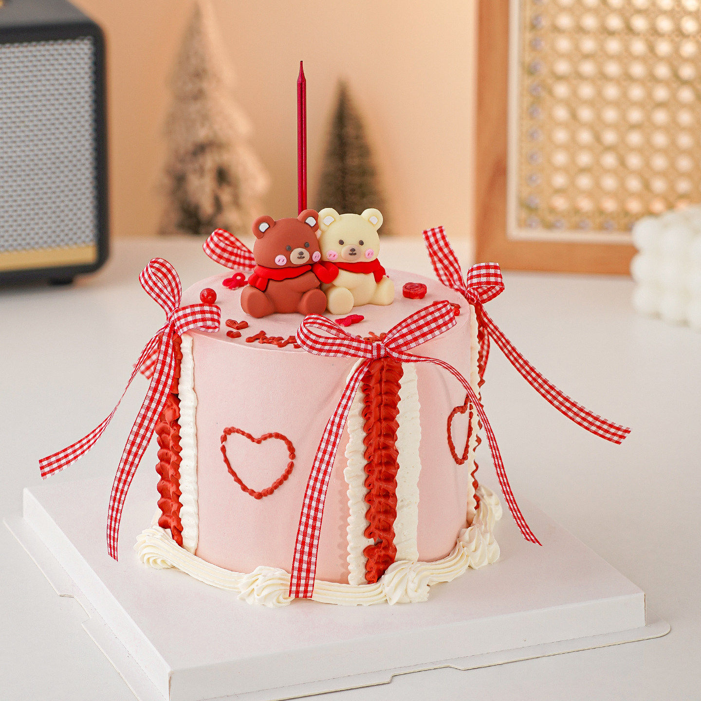 2.14红围巾连体小熊蛋糕装饰摆件情人节快乐情侣纪念日告白插件,节庆用品/礼品,节日装扮用品,淘宝优惠券,粉丝福利购,淘宝优惠卷