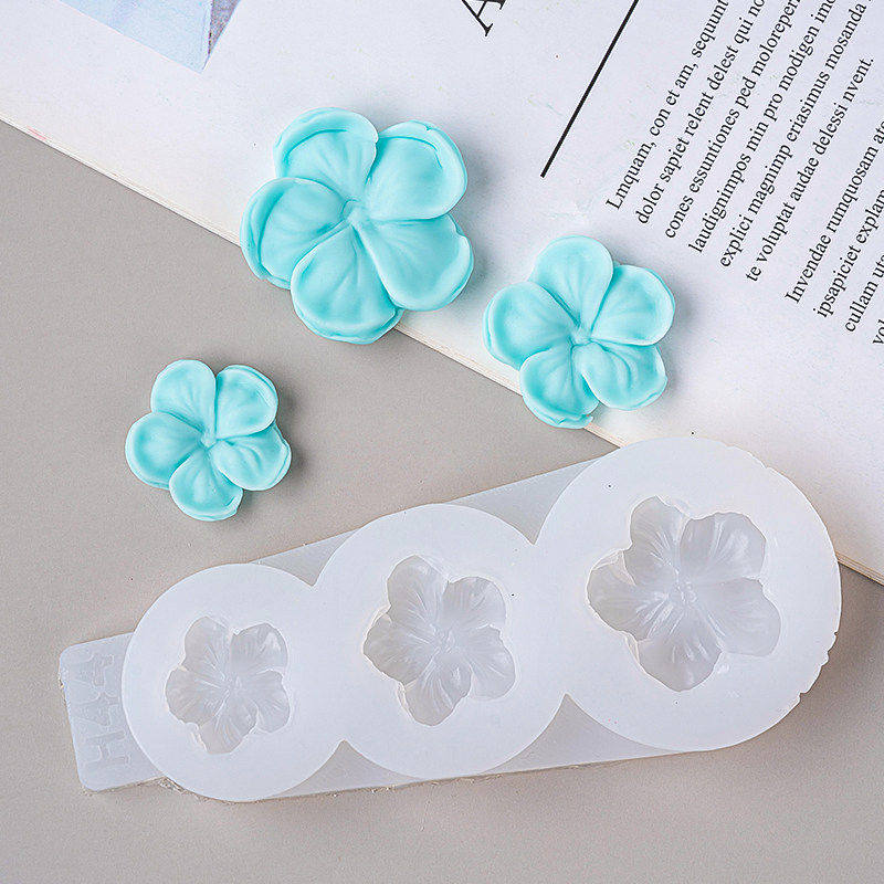 网红五瓣花朵花瓣造型巧克力硅胶模具翻糖蛋糕装饰diy滴胶工具