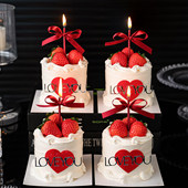 2.14情人节快乐蛋糕装 饰love you红色爱心情侣表白亚克力插件插牌