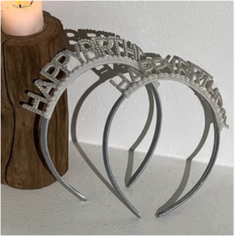 珍珠生日快乐水晶发箍闪片头箍