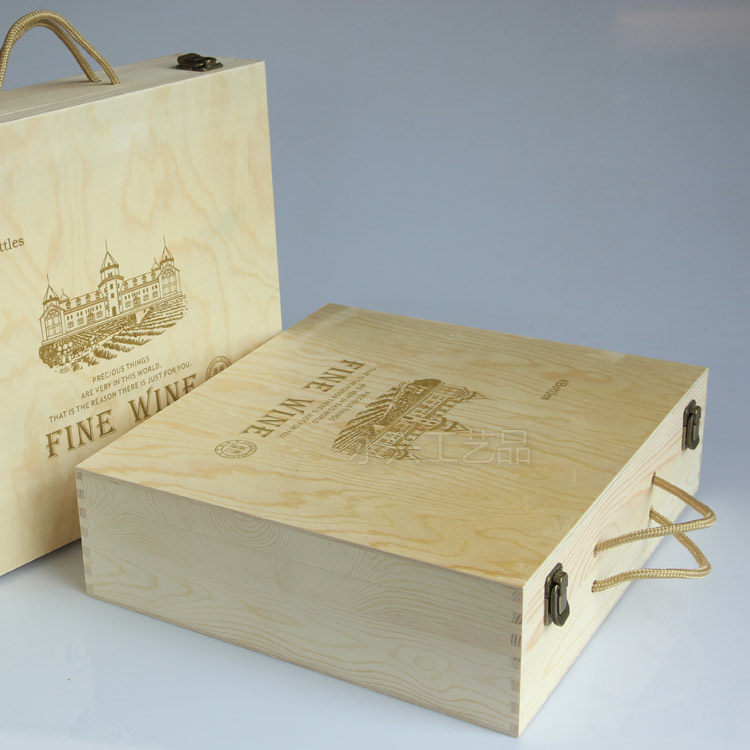 红酒盒木盒4只 木箱子葡萄酒礼盒定制木质酒盒包装盒红酒木盒四支,餐饮具,酒盒,淘宝优惠券,粉丝福利购,淘宝优惠卷